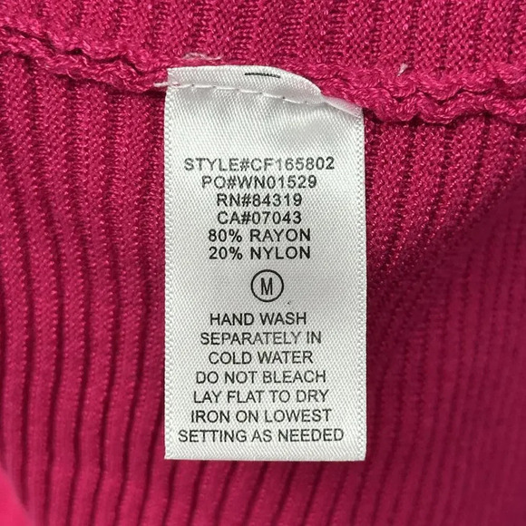Cyrus Hot Pink Ribbed Mock Neck Sweater Medium - Picture 4 of 4